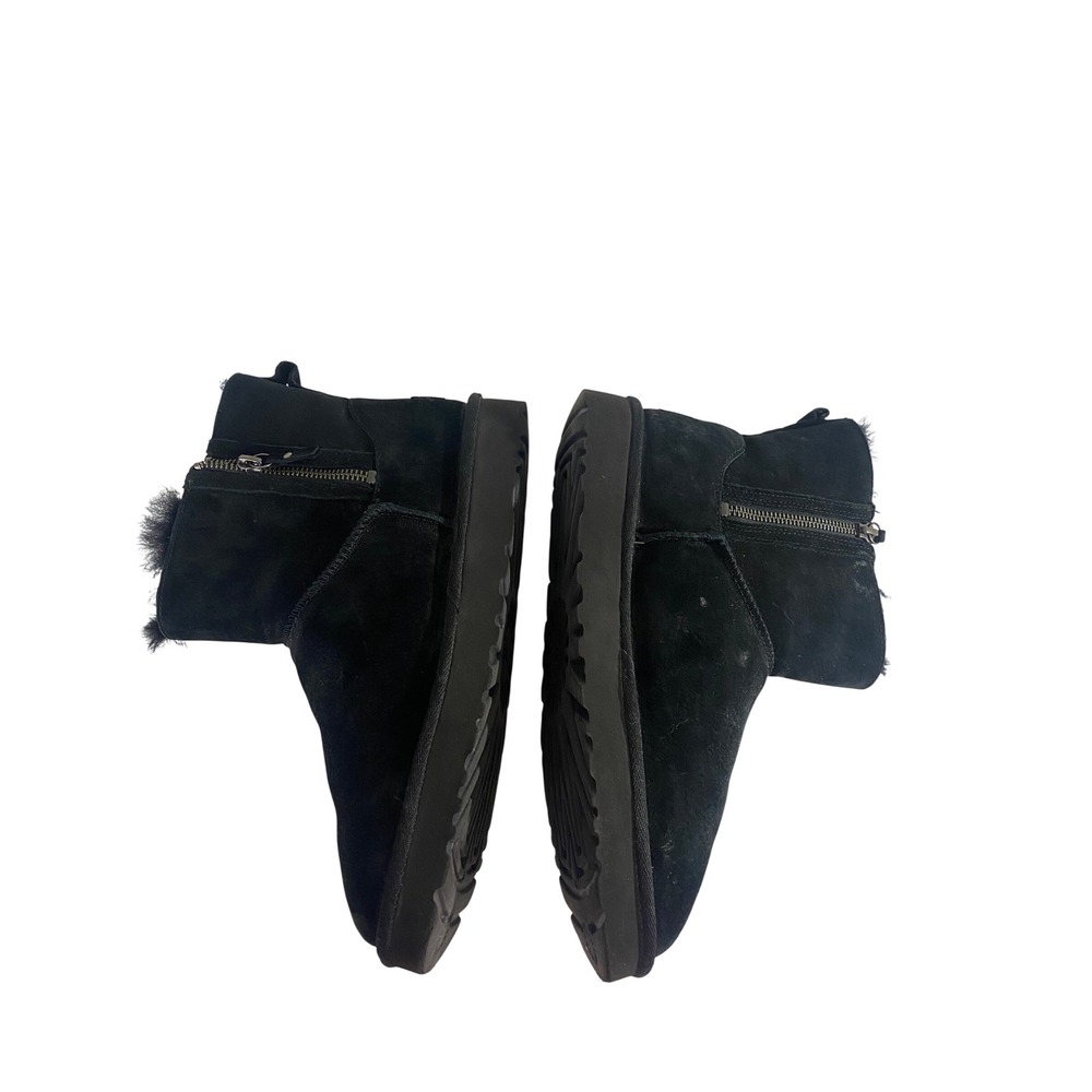 UGG Classic Unlined Mini Perf Boots Women 10 Black Good Side Zip Suede 1018849